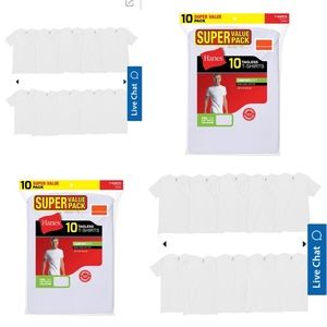 Hanes White Tshirt Small x 2 packs = 20 shirts total